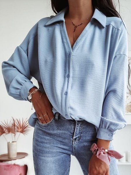 

Long Sleeve Casual Blouse, Blue, Shirts & Blouses