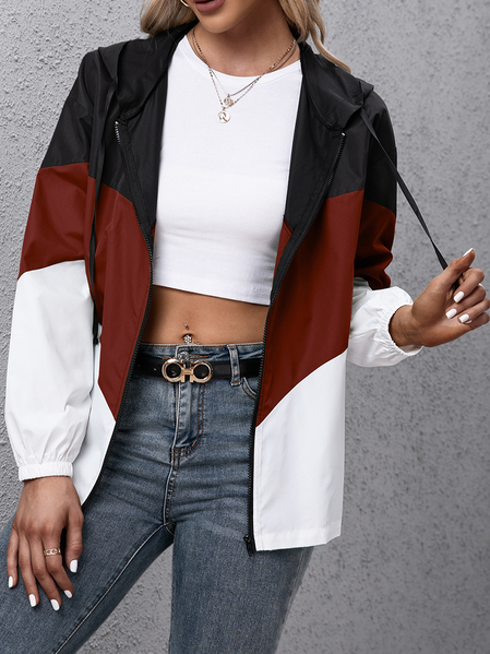 

Long Sleeve Hoodie Outerwear, Wine red, Jackets