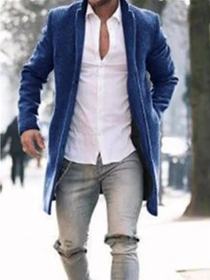 

Classic Lapel Solid Coats, Blue, Jackets & Coats