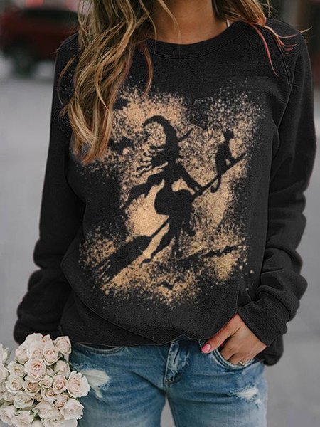 

Halloween Casual Long Sleeve Sweatshirt, Black, Hoodies&Sweatshirts