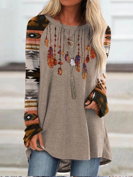 

Vintage Casual Long Sleeve Shirts & Tops, Gray-brown, Hoodies&Sweatshirts