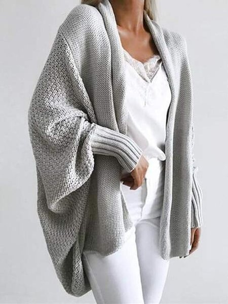

Maniche Lunghe Collo ad anello Casuale Giubbotto, Blue, Cardigans