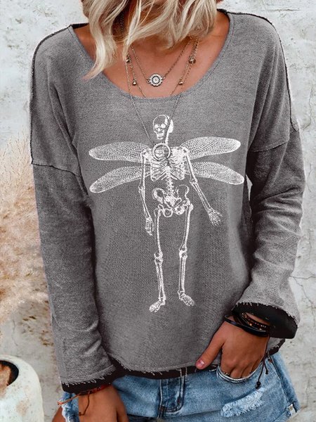 Long Sleeve Casual Sweatshirts, Gray, Hoodies&Sweatshirts
