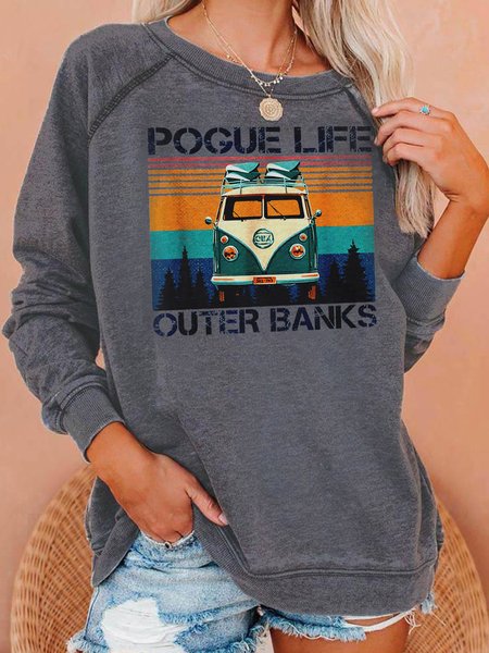 

Pogue Life Outer Banks Retro Vintage Sweatshirt, Light gray, Hoodies&Sweatshirts