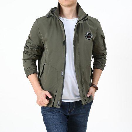 

Stand Collar Casual Outerwear, Army green, Outerwear