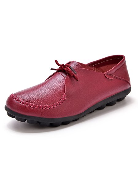 

Vintage Casual Lace-up Flat Shoes, Red, Flats