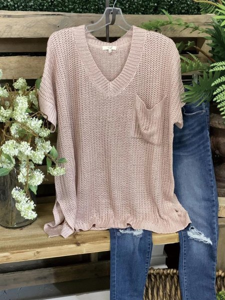 

Shift Casual Plain Short Sleeve Sweater, Cameo, Knitwear & Sweaters