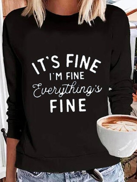 

Letter Casual Cotton-Blend Sweatshirt, Black, Hoodies & Sweatshirts