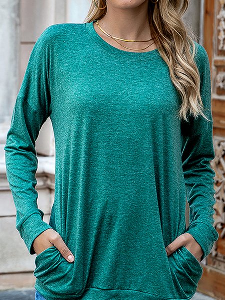 

Loose long-sleeved women's sweatshirt, Darkgreen, Hoodies&Sweatshirts