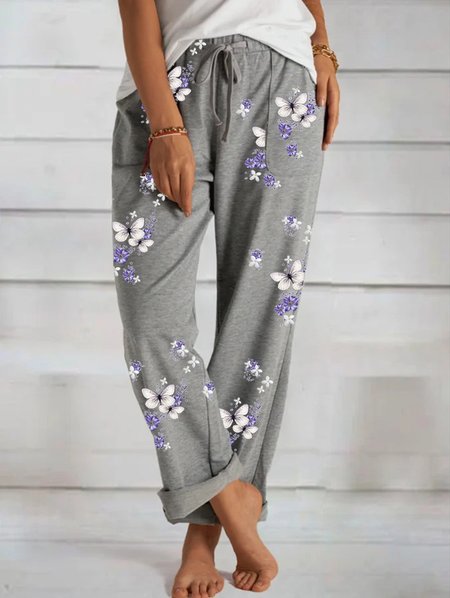 

Casual Cotton-Blend Pants, Gray, Pants