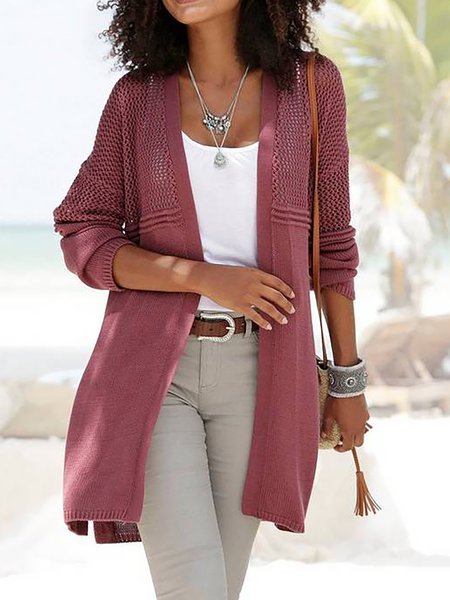 

Holiday Casual Long Sleeve Cape Collar Solid Color Outerwear, Red, Coats