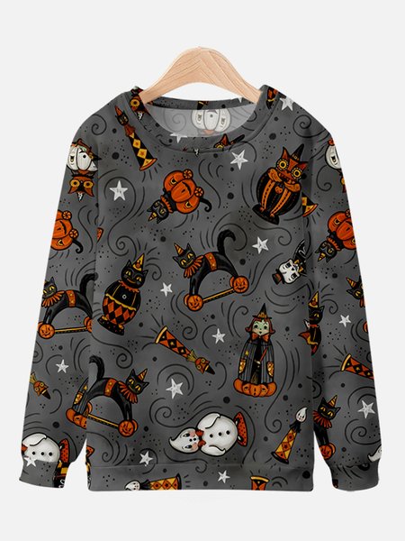 

Casual fashion round neck Halloween Sweatshirt, Black, Hoodies&Sweatshirts