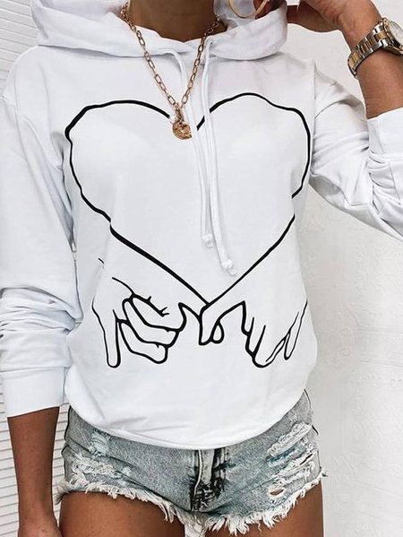 

Cotton-Blend Casual Hoodie Shift Sweatshirt, White, Hoodies & Sweatshirts