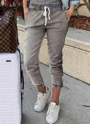 

Denim Casual Pants, Gray, Pants