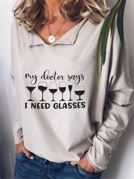 

Casual Long Sleeve Plus Size Printed Tops T-shirts, Apricot, T-Shirts