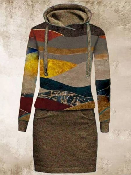 

Dritto Di base Maniche Lunghe Abito, Multicolore, Dresses