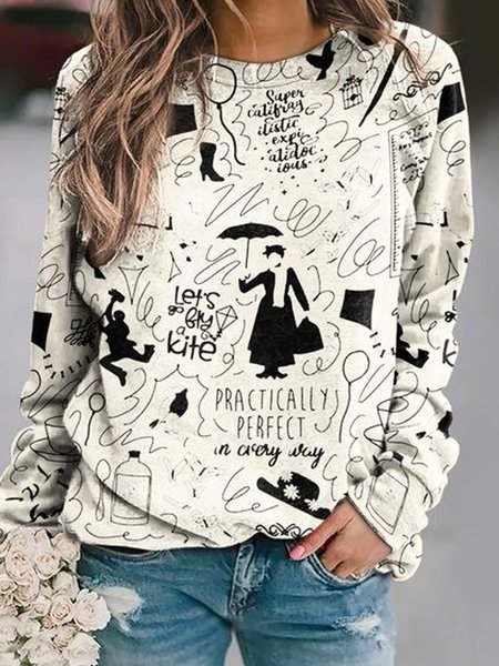 

Stampato Floreale Maniche Lunghe Misto Cotone Vintage Felpa, Bianco, Hoodies & Sweatshirts