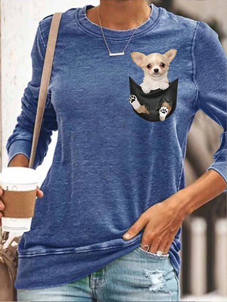 

Crew Neck Shift Casual Sweatshirt, Blue, Hoodies & Sweatshirts