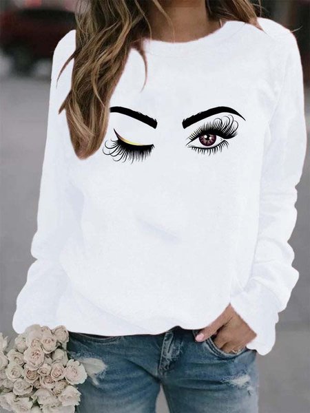 

Maniche Lunghe Stampato Girocollo Casuale Felpa, Bianco, Hoodies & Sweatshirts