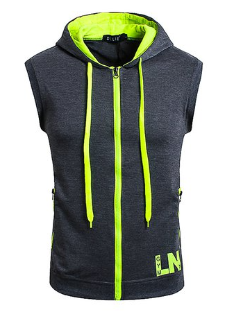 

Men's Casual Zip-Hoodie Vest Cotton Sleeveless Zip up Hoodie Vest, Deep gray, Jackets & Coats