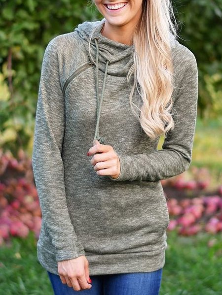 

Long Sleeve Shift Basic Cotton Sweatshirt, Green, Hoodies & Sweatshirts