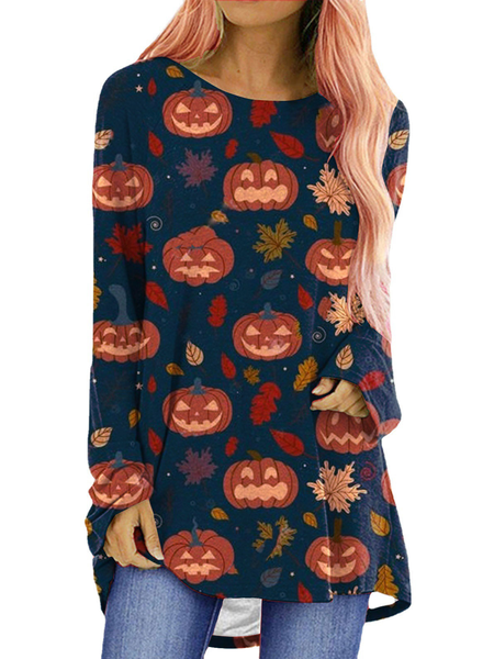 

Vacanza Halloween Maniche Lunghe Camicie & Top, Blu intenso, Blouses & Shirts