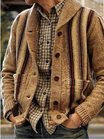 

Vintage Acrylic Casual Knitted Outerwear, Khaki, Coats