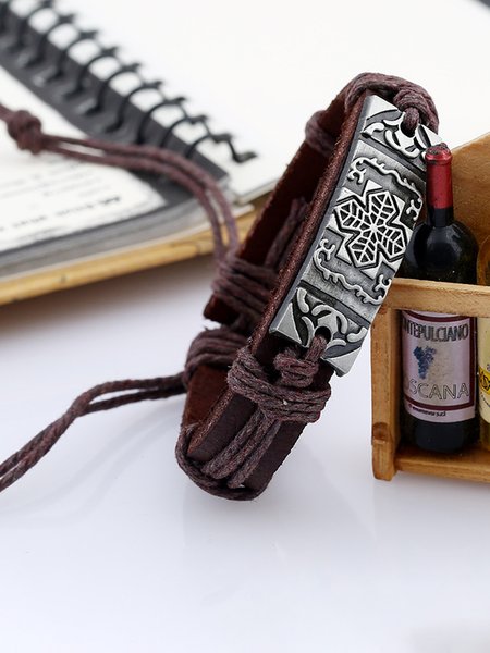 

Vintage Denim Leather Bracelet, As picture, Men Bracelets
