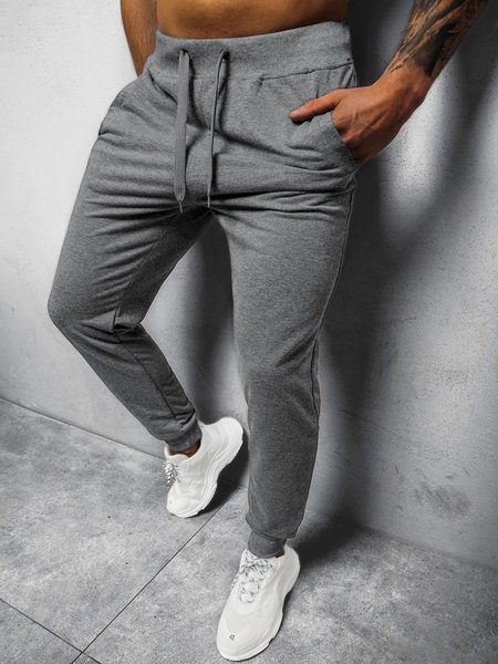

Cotton Athletic Drawstring Sweatpants, Deep gray, Pants