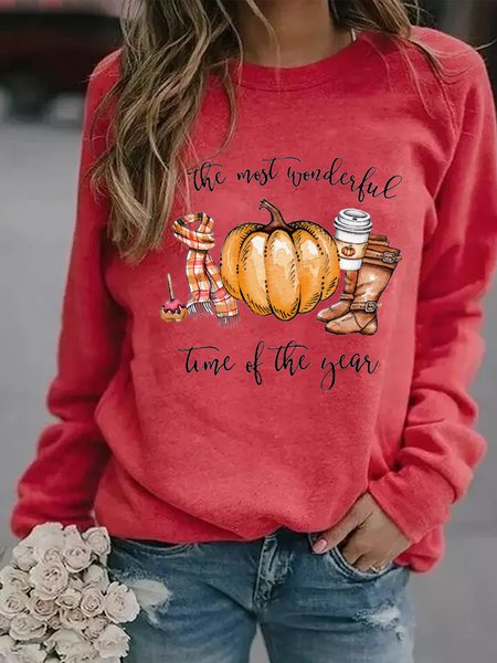 

It 'S The Most Wonderful Time Of The Year Round Neck Sweatshirt, Red, Hoodies&Sweatshirts