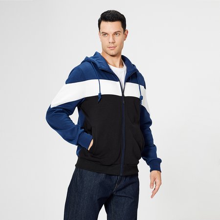 

Men's Cotton-Blend Casual Long Sleeve Hoodies, Blue, Hoodies
