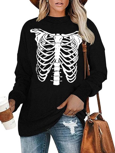 

Halloween Skeleton Round Neck Sweatshirt, Black, Hoodies&Sweatshirts