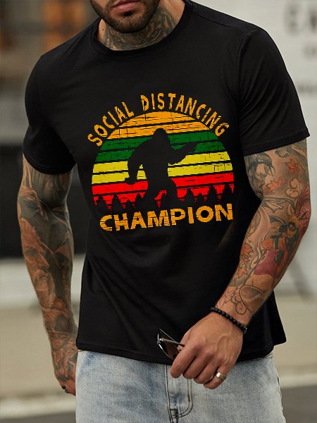 

Social Distancing Champion Bigfoot Men‘s T-Shirt, Black, T-shirts