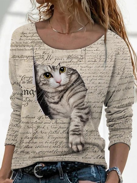 

Crew Neck Long Sleeve Casual Letter Sweatshirt, As picture, Hoodies & Sweatshirts