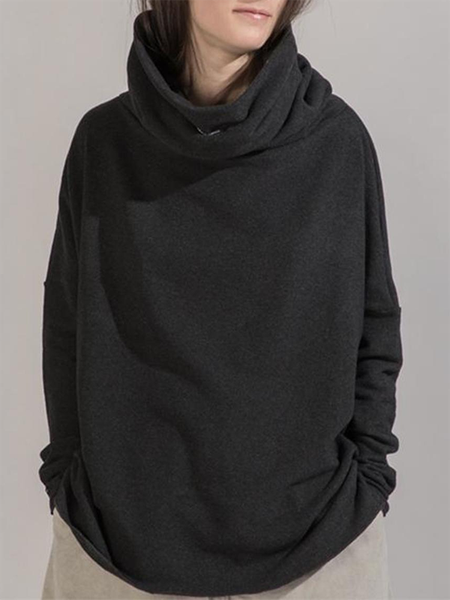 

Solido Casuale Collo ad anello Maniche Lunghe Felpa, Nero, Hoodies & Sweatshirts