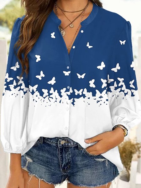 

Blouse, Blue, Shirts & Blouses