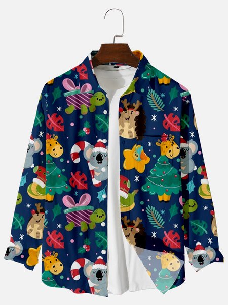 

Christmas Shirts & Tops, Blue, Long Sleeves Shirts