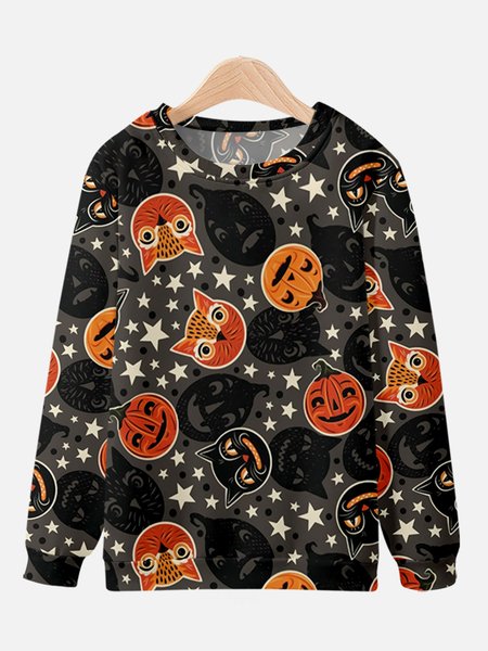 

Casual fashion round neck Halloween Sweatshirt, Black, Hoodies&Sweatshirts