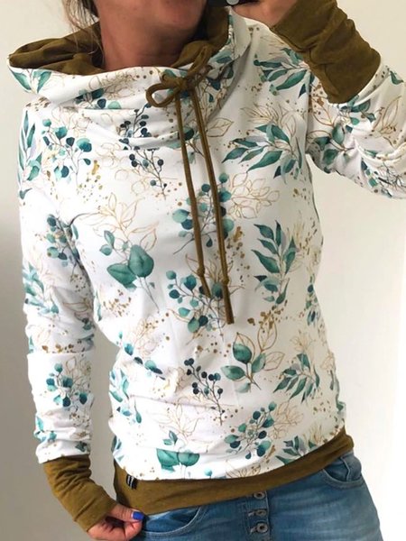 

Casuale Misto Cotone Stampato Floreale Felpa, Bianco, Hoodies & Sweatshirts