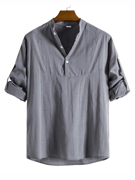 

Shirt Collar Solid Shirts & Tops, Gray, Men's shirts
