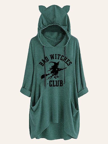 

Bad witches club. Casual and simple hooded long-sleeved polyester hoodies, Green, Hoodies&Sweatshirts