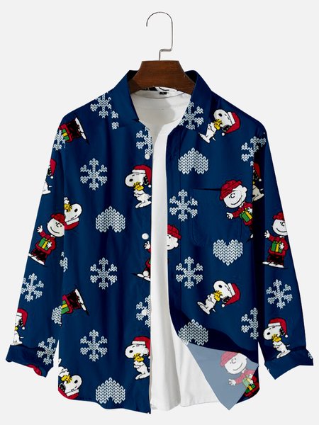 

Christmas Dog Cotton-Blend Shirts & Tops, Blue, Long Sleeves Shirts