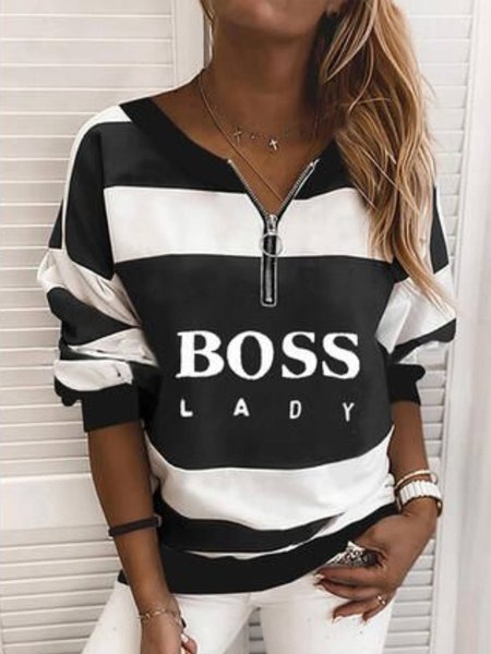 

Casual Crew Neck Floral-Print Shirts & Tops, Black-white, Blouses & Shirts