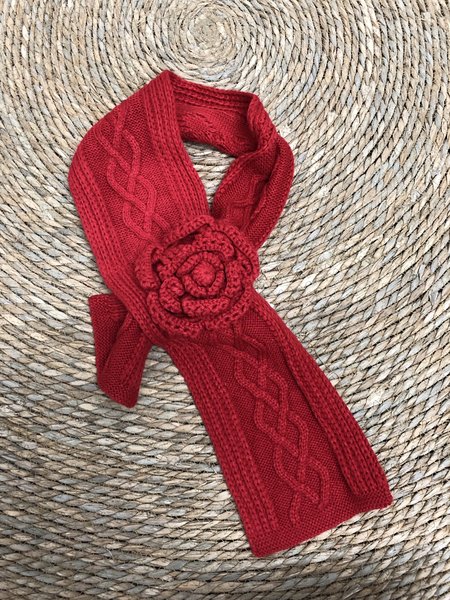 Floral Woolen Warm Scarf, As picture, Scarfs