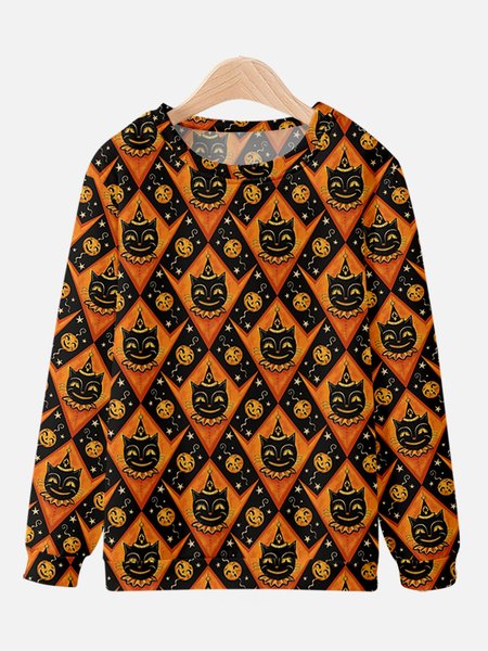 

Casual fashion round neck Halloween Sweatshirt, Orange, Hoodies&Sweatshirts