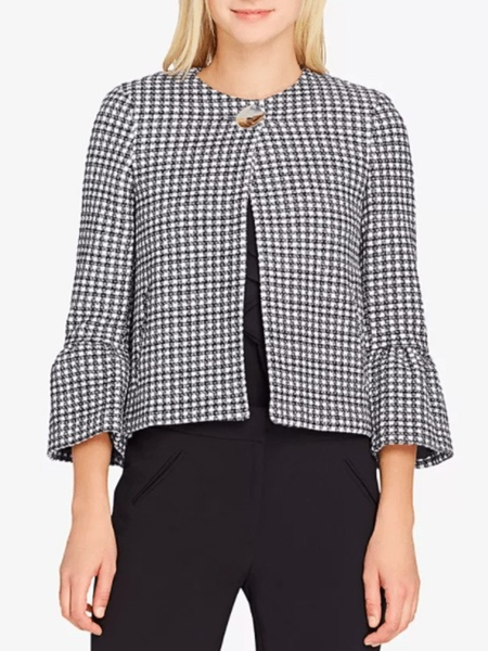 

Fall A-line Lady 3/4 Sleeve Crew Neck Lady Formal Blazer, As picture, Blazers