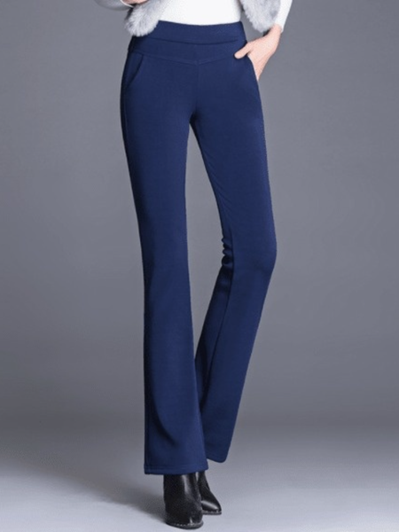 

Work Fall Elegant A-line Formal Pants, Blue, Straight Leg Pants