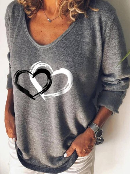 

Maniche Lunghe Casuale Camicie & Top, Grigio scuro, T-Shirts