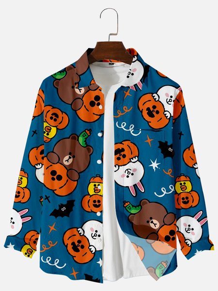 

Shirt Collar Casual Shirts & Tops, Blue, Long Sleeves Shirts