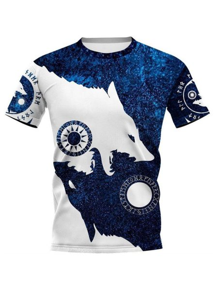 

Cotton-Blend Figure Shirts & Tops, Royal blue, Men's t-shirts